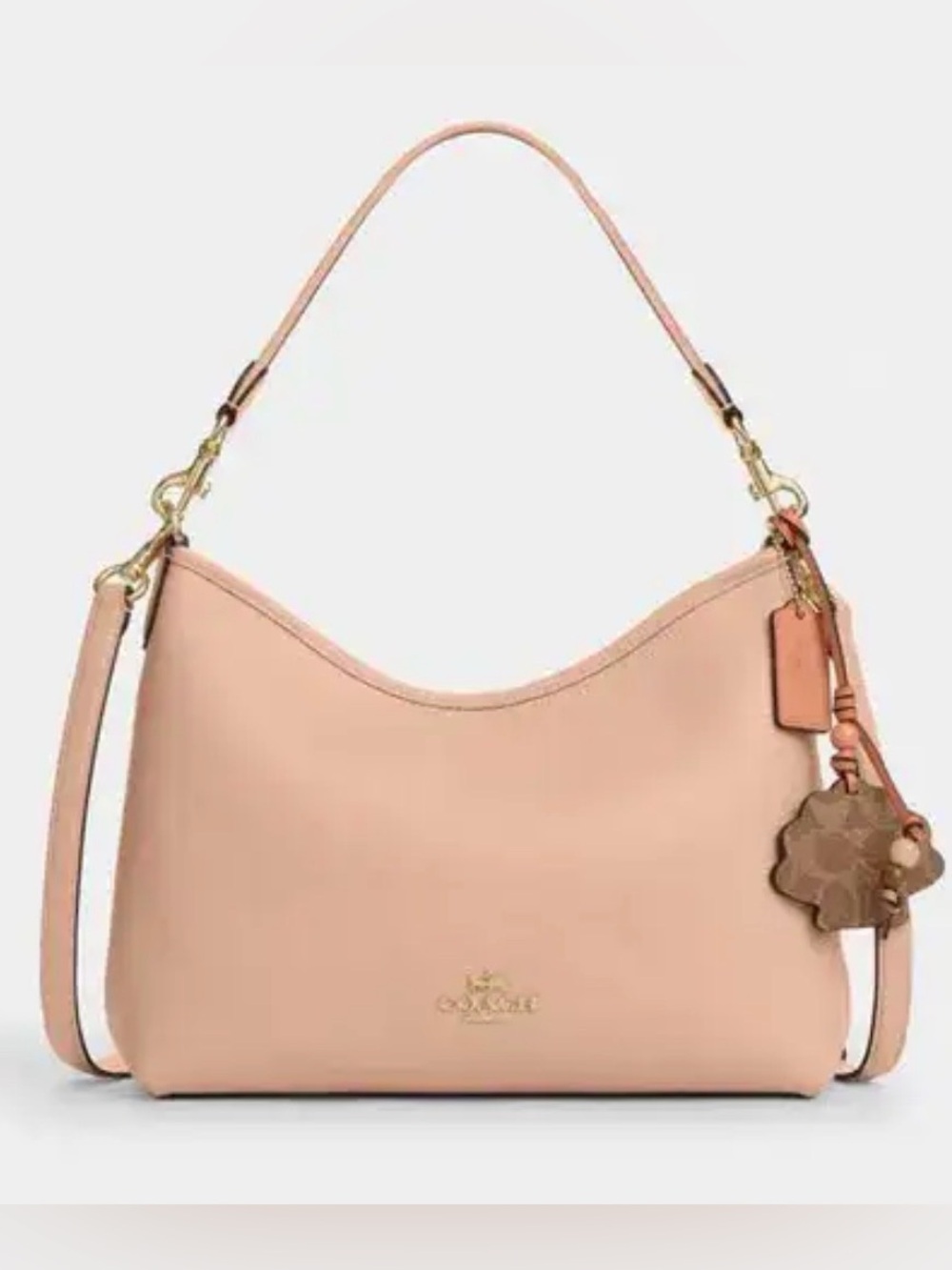 RARE Coach Laurel Shoulder Bag Cream (light pink) pebbled leather shell charm